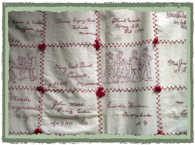 American Red Work Quilt